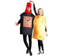 Luxylei Red Wine and Cheese Fancy Dress Costume 2pcs Funny Role Play Party Food Jumpsuit Couples Costume for Men Women