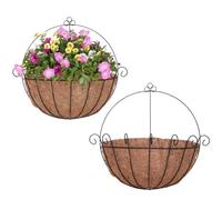 Luxylei Round Hanging Basket with Liner 2pcs 10inch Half Circle Wall Planter Metal Hanging Basket for Garden Flower Pot Vegetables Containers