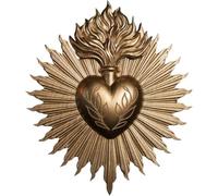 Luxylei Sacred Hearts Wall Plaque Heart Box Ex Voto Prayer Holder Art Home Gothic Statue Wall Hanging Sculpture for Hotel Porch Entrance