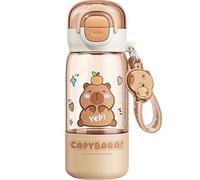 Luxylei Spring Lid Drink Cup with Straw and Strap Cute Capybara Sport Water Bottle Drinking Mug Double Opening Plastic Capybara Drinkware