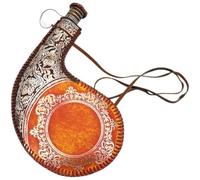 Luxylei Sturdy Leather Water Canteen Compact Lightweight Portable Wine Bag Leak-proof Wineskins Wine Pouch Present for Outdoor Lovers