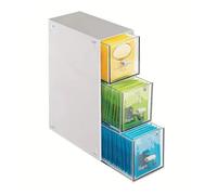 Luxylei Tea Storage Boxes Handy Tea Box Storage with 3 Drawers for Different of Teabags Plastic Tea Chest for Kitchen Organisers