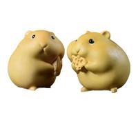 Luxylei Wood Carving Sculptures Figurines 2pcs Cute Hamster Handcrafted Ornament Wooden Handmade Figurine Gift Home Decorations
