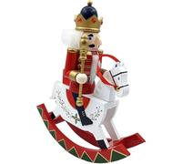 Luxylei Wooden Nutcracker Soldiers, Christmas Traditional Nutcracker Figures Wood Painted Rocking Horse Soldier for Home Fireplace