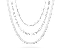 LUXYSODE 925 Sterling Silver Women’s Layered Necklace Set - 3Pcs silver jewellery set features stylish and delicate layered necklaces, making it a perfect fashion gift for women (Silver 3Pcs Style D)