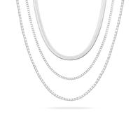 LUXYSODE 925 Sterling Silver Women’s Layered Necklace Set - 3Pcs silver jewellery set features stylish and delicate layered necklaces, making it a perfect fashion gift for women (Silver 3Pcs Style E)