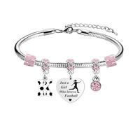 LUXYSODE Football Initial A-Z Bracelet Football Gift for Girls Just A Girl Who Loves Football Footballer Gifts Birthday Christmas Graduation Gifts (K)