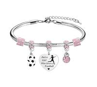 LUXYSODE Football Initial A-Z Bracelet Football Gift for Girls Just A Girl Who Loves Football Footballer Gifts Birthday Christmas Graduation Gifts (S)
