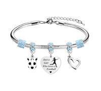LUXYSODE Football Initial A-Z Bracelet Football Gifts for Girls Football Gifts Football Bracelet Football Players Gift Just A Girl Who Loves Football (U)
