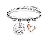 LUXYSODE - She Believed, She Could, So She Did Bracelet - Bracelet Engraved Inspirational Quote to Daughter, Niece, Sister, Women, Girls
