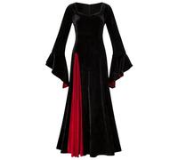LUYANA Womens Velvet Gothic Party Dress for Halloween Costume S Black