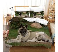 LUYAPOND American Akita King Size Bedding Sets, Luxury Soft Microfiber Bedding Set for Kids Teens Adult, 1 Quilt Cover 230x220 cm with Zipper and 2 Pillowcases 50x75 cm