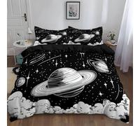 LUYAPOND Cosmic Planet Bedding Double Bed Set, Star Duvet Cover Sets, Luxury Soft Microfiber Bedding Set for Kids Teens Adult, 1 Quilt Cover 200x200 cm with Zipper and 2 Pillowcases 50x75 cm