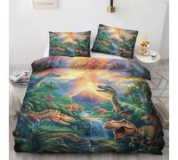LUYAPOND Dinosaur Kingsize Duvet Cover Sets Primeval Forest Bedding Sets