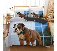 LUYAPOND English Bulldog King Size Bedding Sets, Luxury Soft Microfiber Bedding Set for Kids Teens Adult, 1 Quilt Cover 230x220 cm with Zipper and 2 Pillowcases 50x75 cm
