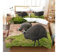 LUYAPOND Guinea Fowl Bedding Double Bed Set, Luxury Soft Microfiber Bedding Set for Kids Teens Adult, 1 Quilt Cover 200x200 cm with Zipper and 2 Pillowcases 50x75 cm