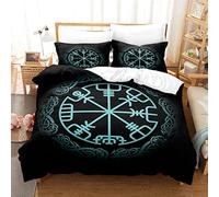 LUYAPOND Viking Bedding Double Bed Set, Luxury Soft Microfiber Bedding Set for Kids Teens Adult, 1 Quilt Cover 200x200 cm with Zipper and 2 Pillowcases 50x75 cm