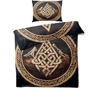 LUYAPOND Viking Kingsize Duvet Cover Sets Norse Mythology Bedding Sets, Luxury Soft Microfibre with Zip King Size Bedding, Include 1 Quilt Cover 230x220 and 2 Pillowcases 50x75 cm