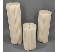 LUYAYW 4 Pcs Foldable Paper Columns Display Pedestals Stands, Folding Paper Pillar Column with Acrylic Lid for Weddings Birthday Party Decorations(Large 3-piece set)