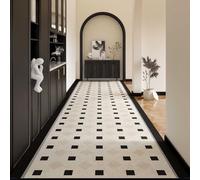 Luyckfrazy Black Beige Hallway Runner Rug, 150cm 2m 250cm 3m 350cm 4m 5m 6m Extra Long Carpets with Non Slip Backing, Hearth Rugs for Hotel Corridor Hall Kitchen(100×300cm/3.3ft×9.8ft)
