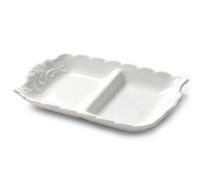 Luyckfrazy Ceramic Divided Plates, Ceramic Party Tray, Dessert Serving Tray | Ceramic Portioning Plate with Dividers, for Dessert, Pasta and Steak Cheese, Microwave Dishwasher Safe(20.5cmx13.1cm)