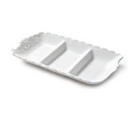 Luyckfrazy Ceramic Divided Plates, Ceramic Party Tray, Dessert Serving Tray | Ceramic Portioning Plate with Dividers, for Dessert, Pasta and Steak Cheese, Microwave Dishwasher Safe(30.3cmx15.6cm)