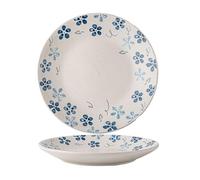 Luyckfrazy Ceramic Salad Plates Blue Floral Flower Ceramic Plates Ceramic Serving Dish Easy Storage for Buffet, Steak, Dessert, Sushi & Appetizers(B)