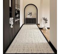 Luyckfrazy Extra Long Hallway Hall Runner Rug Black Beige 1m 2m 3m 3.5m 4m 5m 6m Carpet Runners for Bedroom Kitchen Entryway Corridor, Washable Passage Area Rug(80×100cm/2.6ft×3.3ft)