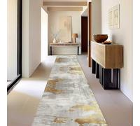 Luyckfrazy Hallway Runner Rug Grey Gold 1.5m 2m 2.5m 3m 3.5m 4m 4.5m 5m 6m Long Carpet Runners with Non Slip Backing, Kitchen Mat, Hotel Corridor Hall Area Rugs(70×500cm/2.3ft×16.4ft)