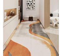 Luyckfrazy Hallway Runner Rug White Grey Orange, 200cm 2.5m 300cm 4m 5m 6m Extra Long Carpets with Non Slip Backing, Hearth Rugs for Corridor Hall Kitchen Entryway(60×450cm/2ft×14.8 ft)