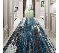 Luyckfrazy Hallway Runners Rug 150cm 2m 250cm 3m 350cm 4m 5m 6m Non-Slip Rubber Backed Extra Long Carpets Washable Area Rugs Runner for Hall Stairs Entryway, Blue/Black (Size : 80×300cm/2.6ft×9.8ft)