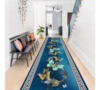 Luyckfrazy Long Carpet Runners for Hallway Non Slip 150cm 2m 250cm 3m 350cm 4m 5m 6m Narrow Runner Rug for Hall Stairs Kitchen Balcony Door Mat Washable Area Rugs, Blue (Size : 60×350cm/2ft×11.5ft)