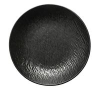 Luyckfrazy Round Ceramic Party Tray, Reusable Dinner Plates for Camping Outdoor or Every Day Use Microwave & Dishwasher Safe(Black,A)