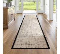 Luyckfrazy Runner Rug for Entrance 150cm 2m 250cm 3m 350cm 4m 5m 6m Long Narrow Carpets Runner for Hallways, Non-Slip Rubber Back Area Rugs, Beige Black(100×400cm/3.3ft×13.1ft)