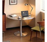 Luyckfrazy Stainless Steel Round Cafe Table, Small Office Table Modern Bistro Pub Tables Easy to Clean for Home Kitchen,Breakfast Nook,Cafe,Bar & Cocktail Lounge(40x40x75cm)