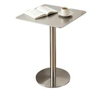 Luyckfrazy Tall Bar Table Square, Modern Stainless Steel Bistro Dining Table Kitchen Breakfast Desk for Cocktail Bar Pub Coffee Tea Dining Bistro(60x60x75cm)