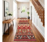 Luyckfrazy Traditional Hallway Runner Rug, Vintage Red Floor Carpet Runners Rug for Kitchen Corridor Hall Stairs Entryway, 1m 2m 2.5m 300cm 3.5m 4m 5m 6m Long Carpets(60×450cm/2ft×14.8 ft)