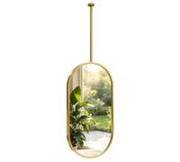 Luyckfrazy Waterproof Ceiling Suspended Vanity Makeup Mirror, Oval Modern Hanging Rod Mirror, for Home Bathroom Living Room Vanity Decor(50cmx60cm)