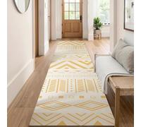Luyckfrazy Yellow Geometric Hallway Hall Runner Narrow Rugs 100cm 2m 2.5m 3m 4m 5m 6m Long Rug Runner with Non Slip Backing Rug Throw Carpet for Kitchen Entryway(70×600cm/2.3ft×19.7ft)