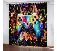 Luyemci Colored Game Controllers Blackout Curtains Panels Modern Cool Game Themes Decorative Window Treatments with Grommets Noise Reducing Drapes for Windows, W46.2 x L54.3 x 2 Panels