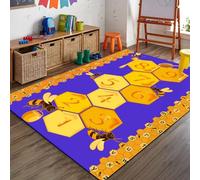 Luyemci Hopscotch Alphabet Numbers Bedroom Rugs, 70x140cm, Bee Hive Honey Hallway Carpet, Cozy Thin Low Pile Breathable Carpets, Reduce Noise Soft Absorbent Rugs for Indoor Daycare Nursery