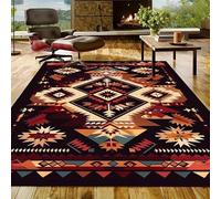 Luyemci Moroccan Tribal Floor Carpets, 120x180cm, Boho Brown Geometric Non-Skid Rug, Diamond Geometric Arrow Durable Rugs, Cozy Soft Low Pile Absorbent Carpet for Dining Room Indoor