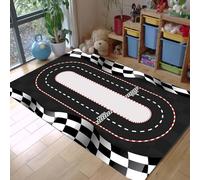 Luyemci Race Car Area Rugs, 60x110cm, Racing Track Design Home Decor Carpets, Cozy Durable Breathable Apartment Rug, Absorbent Machine Washable Easy Clean Carpet for Boy Room Girls Room Office