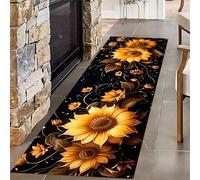 Luyemci Sunflower Pattern Runner Rug, 60x120cm, Blooming Yellow Flower Farm Decor Carpet, Soft Low Pile Thin Breathable Mat, Reduce Noise Washable Anti-Skid Carpet for Family Indoor Bedside