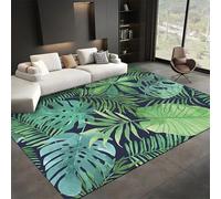 Luyemci Tropical Jungle Rug for Bedroom, 60x110cm, Green Leaves Palm Leaf Kitchen Carpets, Absorbent Pet Friendly Washable Mat, Breathable Room Decor Reduce Noise Soft Rugs for Runner Living Room