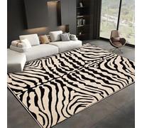 Luyemci Wildlife Animal Area Rugs, 160x230cm, Black White Zebra Design Rug for Living Room, Print Fade Resistant No Crease Carpet, Anti-Slip Non-Shedding Absorbent Carpets for Family Kitchen