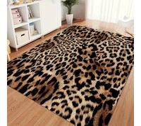 Luyemci Wildlife Print Area Carpet, 180x300cm, African Leopard Entrance Rug, with Non Slip Backing No Crease High Traffic Carpet, Anti-Skid Durable Low Pile Rugs for Front Door Office Indoor