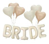 LUYIEDHA 40 cm Beige BRIDE Balloons for Hen Party Decorations, BRIDE Balloons,Cream White Sand Bride Foil Balloon for Wedding Engagement Bride To Be Bachelorette Bridal Shower Favors (Multicolor B)