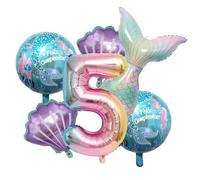 LUYIEDHA Fish tail Balloon, 6 Pcs Fish tail Foil Tail Balloons Shell Aluminum Foil Balloon Set, Theme Under the Sea Party Supplies for Girls 5th Birthday Decorations Princess Party (MulticolorA)