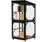 Luyitton 70.9”H Catio Outdoor Cat Enclosure Window, Large Outdoor Cat House Patio for Outside Cats with Removable Floor, Scratching Post, Sisal Ball, Waterproof Roof